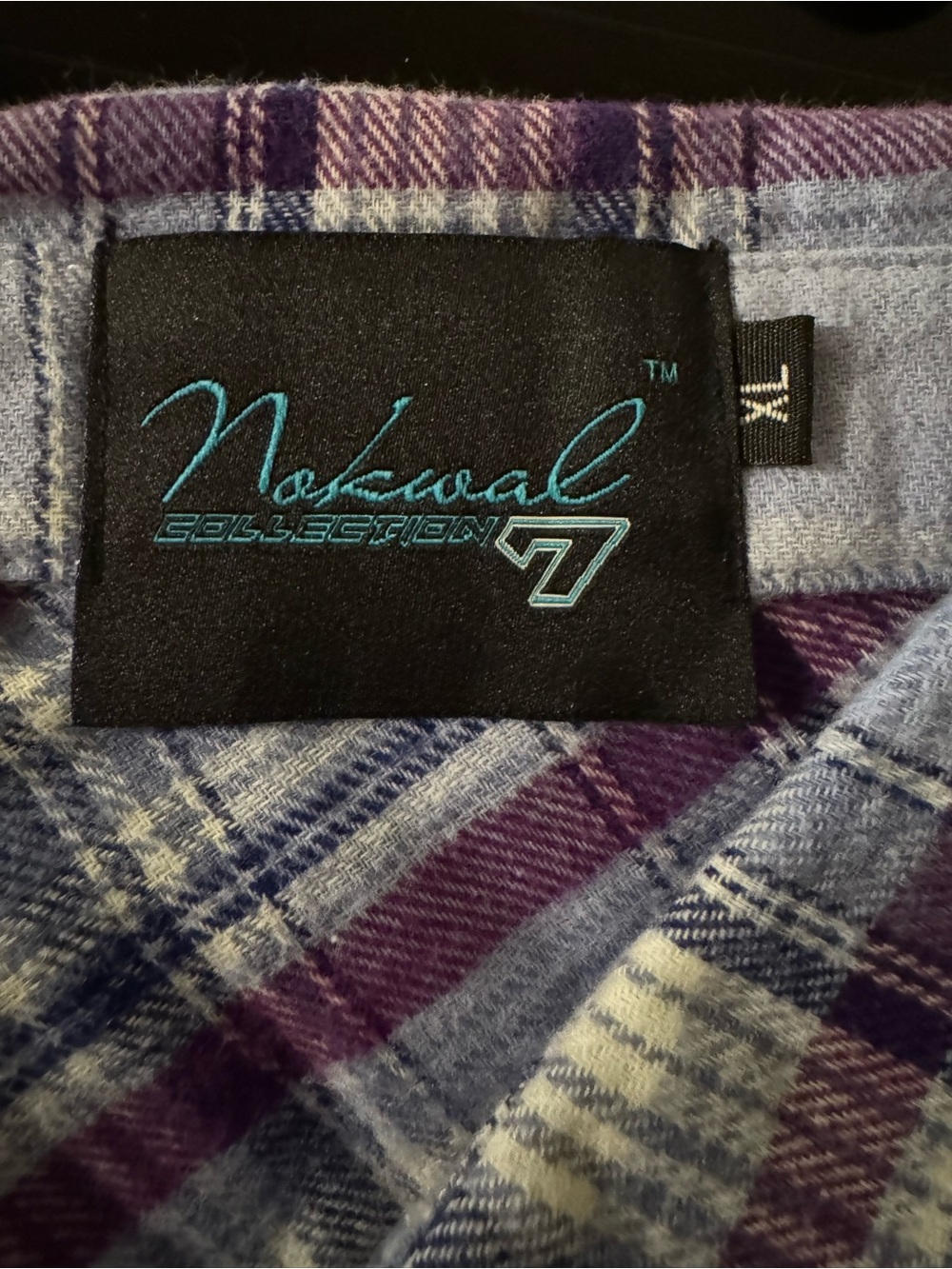Nokwal Streetwear Plaid Button Front Shirt Purple Blue XL - Picture 2 of 8